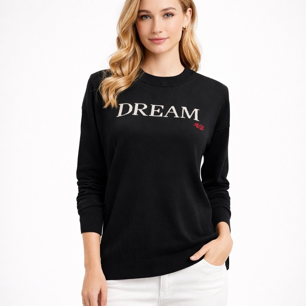 Lauren Ralph Lauren Womens Sweater Black Dream Knit Crew‎ Neck Size S